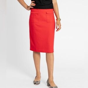 Frances Valentine 100% Wool Red Pencil Skirt Business Casual Knee Length Size 6